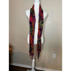 Colorful decorative scarf with fringe - medium